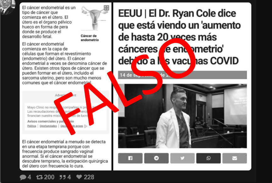 El médico que dice que las vacunas antiCOVID generan cáncer&nbsp;miente